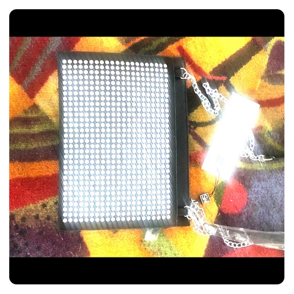 Black leather cross body bag with Silver accents - Picture 1 of 1